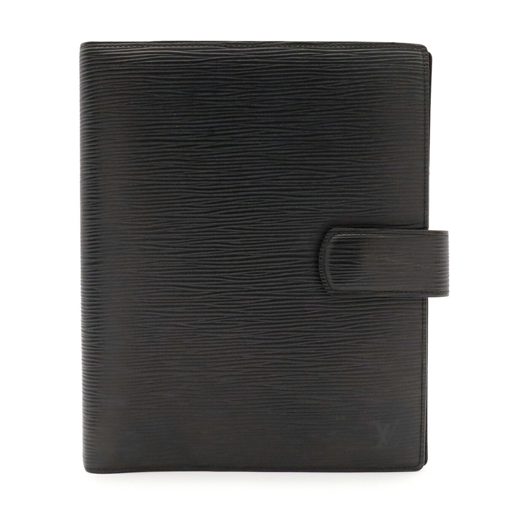 LOUIS VUITTON Epi Agenda GM Notebook Cover, 6-ring binder, Leather, Noir Blac...